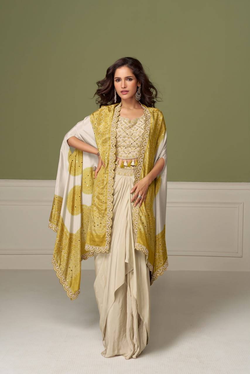 RUHI By Gulkayra Designer 7674 Series Stylish Fancy Colorful Beautiful Party Wear & Ethnic Wear Collection Chinnon Tops With Bottom And Jacket At Wholesale Price